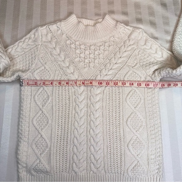 Philosophy Cable Knit Sweater Mock Turtleneck Cream Colored Sz S Cotton Blend - Picture 7 of 14
